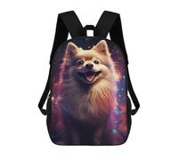 sinyumoney Fluffy Pomeranian Dog Portrait School Bags School Secondary High School College Backpack Travel for Boys/Girls/Teenagers 17inch