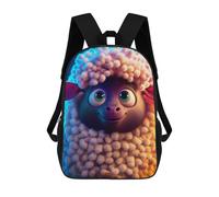 sinyumoney Fluffy Sheep Portrait 3D Printed Children's School Backpack for Kids Travel Rucksacks Book Bags Kids School Bag 17inch
