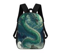sinyumoney Flying Dragon 17 Inch School Bag Backpack Teen Schoolbag 3D Printing Adjustable Schoolbag Fashion Pocket Bag for Kids Boys Girls Students