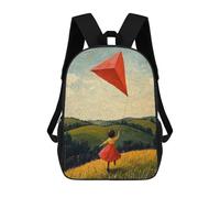 sinyumoney Flying Free - Naïf Childhood Joy Art Backpacks Kids School Backpack School Bag 3D Printed School Bag for Boys Elementary And Middle School Students 17inch