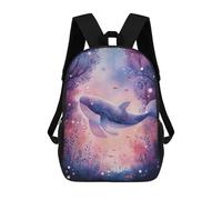 sinyumoney Flying Whale in A Forest Kids School Backpack School Bag 3D Printed School Bag for Boys Elementary And Middle School Students 17inch