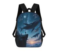 sinyumoney Flying Whales Fantasy Sunset Backpack School Water Resistant Travel Backpack Computer Bag for School/Work/Travel 17inch