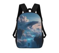 sinyumoney Flying Whales over Floating Islands School Backpack School Bags For Girls Boys Backpack With Pocket Fashion School Bag Kids Backpack 17inch