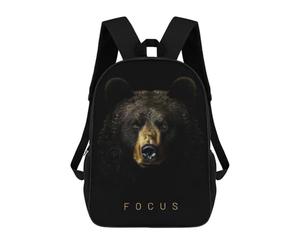 sinyumoney Focus Bear Gold Dark School Backpack Work Laptop Backpack Rucksack Bag for Camping Outdoor Adventures And Daily Travel 17inch