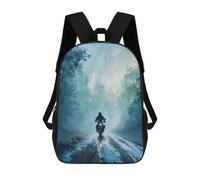 sinyumoney Foggy Road Ride 3D Printed School Backpack Casual Children's Backpacks 3D Printed School Bag for Boys Elementary And Middle 17inch
