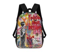 sinyumoney Follow Boy Graffiti Banksy School Bags High Secondary School Bags Casual Backpack for Camping Outdoor Adventures And Daily Travel 17inch