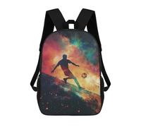 sinyumoney Football Galaxy Silhouette Backpacks Kids 17inch School Backpack School Bag 3D Printed School Bag for Boys Elementary And Middle School Students