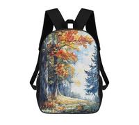 sinyumoney Forest Autumn Trail Backpacks Kids Student Schoolbag,3D Printed Backpacks,Elementary And Middle School Students Backpacks for Boys Girls 17inch