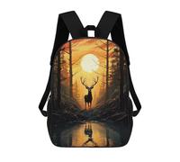 sinyumoney Forest Deer Sunset Rucksack Water Resistant Travel Backpack Computer Bag for Men, Women & Teenage Boys 17inch