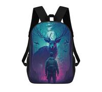 sinyumoney Forest Encounter Man Meets Giant Deer School Backpack Rucksack Casual Daypacks School Work Travel Bag for Men, Women & Teenage Boys 17inch