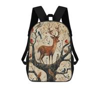 sinyumoney Forest Harmony Deer And Birds School Backpack 3D Printed Children's 17inch Backpacks Bag Bookbag for Kids Boy Girl Book Bags Kids School Bag Travel Rucksacks