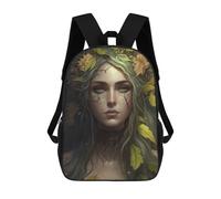sinyumoney Forest Nymph Portrait Backpacks Kids School Backpack School Bag 3D Printed School Bag for Boys Elementary And Middle School Students 17inch