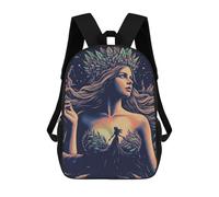 sinyumoney Forest Nymph with Crown 3D Printed Children's School Backpack for Kids Travel Rucksacks Book Bags Kids School Bag 17inch