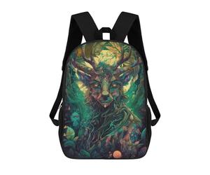 sinyumoney Forest Spirit Mystical Deer Portrait Backpack School Lightweight Airport College Students Back Pack for Men, Women & Teenage Boys 17inch