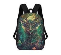 sinyumoney Forest Spirit Mystical Deer Portrait Children's Backpack, Schoolbag Large Capacity Students Bookbag Rucksack Knapsack for Boys Girls Adults Teen 17inch