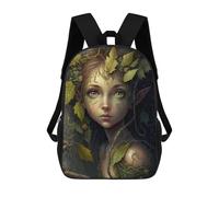 sinyumoney Forest Spirit Portrait Backpacks 3D Printed Kids School Backpack School Bag Fashion Rucksacks for Boys Elementary And Middle School Students 17inch