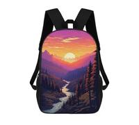 sinyumoney Forest Sunset Pixel Art Backpack School Bag Lightweight Airport College Students Back Pack for Men, Women & Teenage Boys 17inch