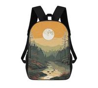 sinyumoney Forest Vintage Nature School Backpack for Girls 17inch Casual Daypack Lightweight Rucksack Boy Girl Backpack for Middle School Students