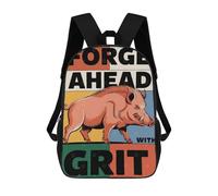 sinyumoney Forge Ahead With Grit Wild Boar Illustration School Backpack Water Resistant Travel Backpack Computer Bag - Perfect for Travel, Work And Daily Use 17inch
