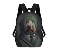 sinyumoney Formal Poodle Portrait Backpacks Kids School Backpack School Bag 3D Printed School Bag for Boys Elementary And Middle School Students 17inch