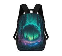 sinyumoney Forrest Moon Polar Lights Backpack with Pocket 3D Printed Backpacks, Travel Rucksacks Book Bags Kids School Bag 17inch