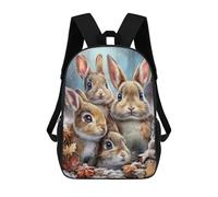sinyumoney Four Cute Rabbits in Winter Scene 17 Inch Backpacks Kids Schoolbag,3D Printed Elementary And Middle School Students Backpacks for Boys Girls