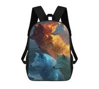 sinyumoney Four Elements Wolves Art Print Backpack for School 3D Printed Boys Girls School BagChildren Bookbag Travel Rucksack 17inch