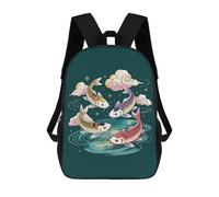 sinyumoney Four Koi Fish in A Circle Kids Backpacks Children Bag,Anime Bag,Large Capacity Kids Backpack, 3D Printed Children's,Student Schoolbag,Kids Boys Girls School Bag 17inch