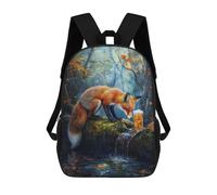 sinyumoney Fox And Beer in The Woods Backpack School Fashion Stationery Backpack Waterproof Casual Daypacks for Boys/Girls/Teenagers 17inch