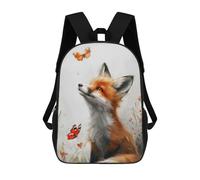 sinyumoney Fox And Butterfly Kids School Backpack 17 Inch School Bag 3D Printed School Bag for Boys Elementary And Middle School Students