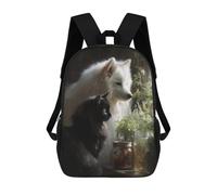 sinyumoney Fox And Cat Garden Scene 3D Printed School Backpack Casual Children's Backpacks 3D Printed School Bag for Boys Elementary And Middle 17inch