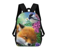 sinyumoney Fox And Chickadee in Flowers Backpack Cartoon Plush Bag, 3D Backpack for Kids School Bag Birthday Gift Idea for Boys And Girls 17inch