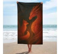 sinyumoney Fox And Dragon in Warm Light Basics Towel Set Sand Free Quick Dry Absorbent Compact Beach Towel for Spa Gym Hotel 130cm*80cm