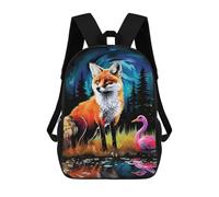 sinyumoney Fox And Flamingo in Forest School Bag 3D Printed Backpacks Fashion Kids School Backpack Boys Rucksacks for Boys Middle School Students 17inch