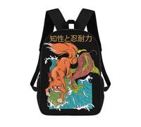 sinyumoney Fox And Koi Fish Tattoo Uk Rucksack Daypacks Business Backpack Water Resistant Bookbag for Men/Women 17inch
