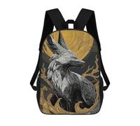 sinyumoney Fox And Moon Illustration Backpack School Fashion Stationery Backpack Waterproof Casual Daypacks for Boys/Girls/Teenagers 17inch