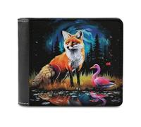 sinyumoney Fox and Swan Reflection 3D Print Clutch Purse Card Slots Coin RFID Blocking Stylish Banknote Compartments Leather Wallet 11.7cm*9.5cm