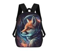 sinyumoney Fox Astronaut in Space Kids School Backpack 17 Inch School Bag 3D Printed School Bag for Boys Elementary And Middle School Students