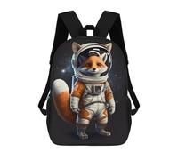 sinyumoney Fox Astronaut Space Suit Children's Backpacks 17inch School Backpack 3D Printed Bag Bookbag for Kids Travel Rucksacks Boy Girl Book Bags Kids School Bag