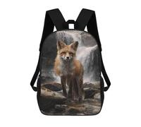 sinyumoney Fox by Waterfall Painting Children's Backpacks School Backpack 3D Printed for Kids Travel Rucksacks Book Bags Kids 17inch School Bag