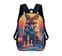 sinyumoney Fox Chess Masterpiece Children's School Backpack Fashion Casual 17inch 3D Printed School Bags Boy School Backpack Large Backpack