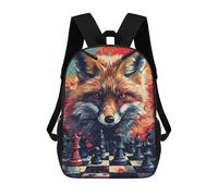 sinyumoney Fox Chess Strategy Art Print -1 Rucksacks 3D Printed Children 17inch Backpacks Fashion Casual Daypack Travel Bags Outdoor Casual Daypack for Boy And Girl