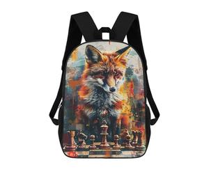 sinyumoney Fox Chess Strategy Art Print Backpack School Bag Large School Backpack for Boys - Perfect for Travel, Work And Daily Use 17inch