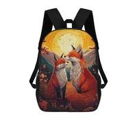 sinyumoney Fox Couple Sunset Backpacks Kids Student Schoolbag,3D Printed Backpacks,Elementary And Middle School Students Backpacks for Boys Girls 17inch