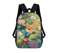 sinyumoney Fox Cub Swimming in A Lily Pond Backpacks Kids Student Schoolbag,3D Printed Backpacks,Elementary And Middle School Students Backpacks for Boys Girls 17inch