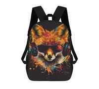 sinyumoney Fox DJ Headphones Sunglasses Art Print Backpack School Rucksack Casual Daypacks School Work Travel Bag for Men, Women & Teenage Boys 17inch