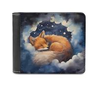 sinyumoney Fox Dreams in Clouds 3D Print PU Leather Wallet Use Holds Bills Leather RFID Banknote Compartments Fashion Slim Wallets 11.7cm*9.5cm