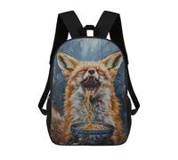 sinyumoney Fox Eating Ramen Noodles Backpack 3D Printed Children's School Backpack Kids Travel Backpacks High Capacity Book Bags Children's Backpack Rucksack 17inch
