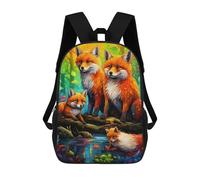 sinyumoney Fox Family in Fantasy Forest Backpacks, Kids Backpack Student School Bag 3D Printed Travel Backpacks Fashion Accessory Backpack Children Waterproof School Bags 17inch
