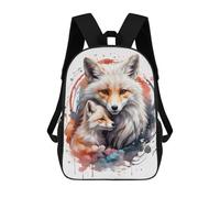 sinyumoney Fox Family Watercolor Backpack, Children's Backpack, Student School Bag Bookbag Rucksack, 3D Printed School Bag for Boys Girls 17inch